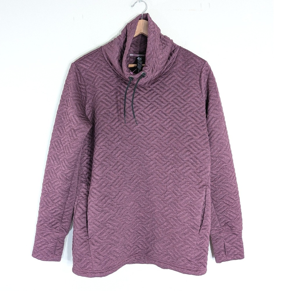 RBX Purple Quilted Cowl Neck Pullover; Thumbholes, Pockets, Drawstring